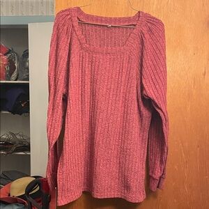Women's Ribbed Pink Sweater